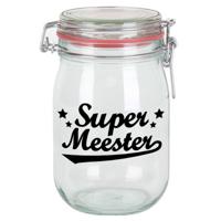 Cadeau voorraadpot - meester - glas - 11x11 cm - 1 liter - verjaardag cadeau - snoeppot - meesterdag