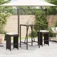 Tuinbarkrukken 2 st met kussens poly rattan bruin
