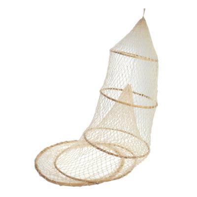 Decoratie Vissers fuik met 5 ringen - naturel - 125 x 37 cm - maritieme decoraties - vissers