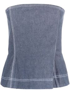 Ioana Ciolacu haut-bustier à coutures contrastantes - Bleu