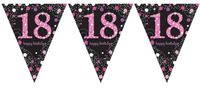 Happy Birthday vlaggenlijn 18 jaar sparkling pink