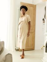 Borstvoeding jurk tot halverwege de kuit beige