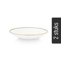 vtwonen Pasta Borden - Set van 2 - Wit|Goud - Porselein - Ø 25.5cm