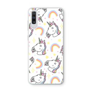 Rainbow Unicorn: Samsung Galaxy A70 Transparant Hoesje