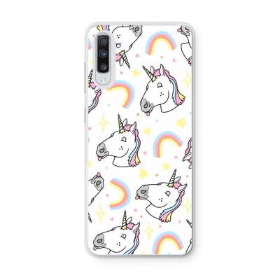Rainbow Unicorn: Samsung Galaxy A70 Transparant Hoesje
