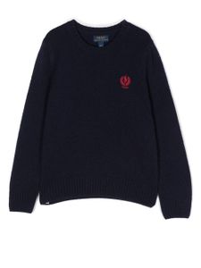 POLO RALPH LAUREN KIDS pull en cachemire mélangé à logo brodé - Bleu