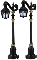Lemax skeleton deco lamp, set of 2 verlichte straatlantaarn Spooky Town 2022