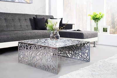 Handgemaakte salontafel ABSTRACT 60cm aluminium zilverkleurig in Gap design - 35722