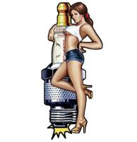 Pin-up Spark Plug Metalen Bord Met Relief XL 37 x 80 cm