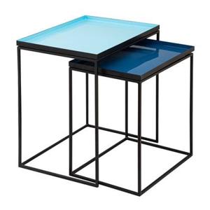 SVJ Bijzettafel Rechthoekig - 36x48x50 cm - Metaal - Blauw - Set van 2