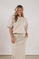 Nukus Roos Pullover Lurex Nks03062 Trui Korte Mouw Sand