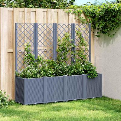 VidaXL Plantenbak met latwerk 160x40x140 cm polypropeen grijs