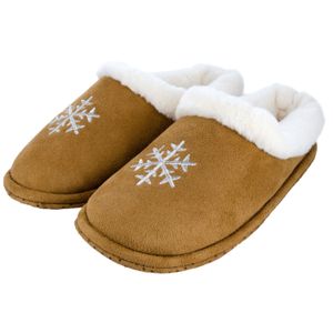 Cognac bruine sneeuwvlok pantoffels/sloffen voor dames