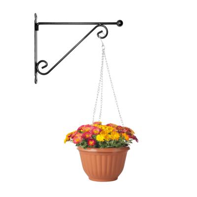 Hangpot + Muurhaak Siena - terracotta - D25 cm - kunststof - metaal - tuinaccessoires