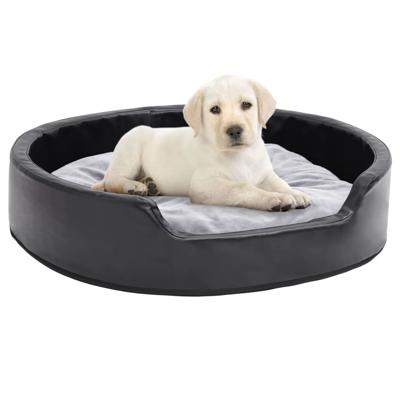 VidaXL Hondenmand 79x70x19 cm pluche en kunstleer zwart en grijs