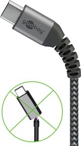 goobay USB-C naar USB-A textielkabel met metalen aansluitingen kabel 2 meter