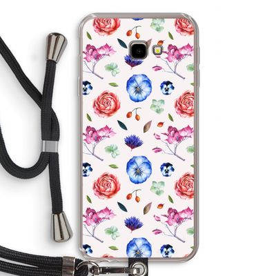 Bloemetjes: Samsung Galaxy J4 Plus Transparant Hoesje met koord