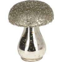 Home & Styling Beeld paddenstoel glas 8x10cm zilver