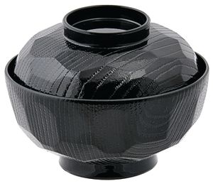 Zwarte Kom met deksel - Lacquerware - 12 x 9.5cm 300ml