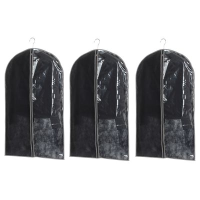 Set van 3x stuks kleding/beschermhoes zwart 100 cm inclusief kledinghangers