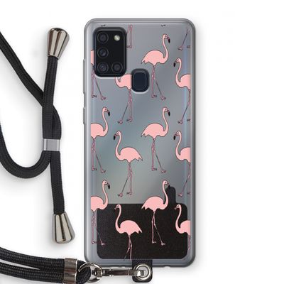 Anything Flamingoes: Samsung Galaxy A21s Transparant Hoesje met koord