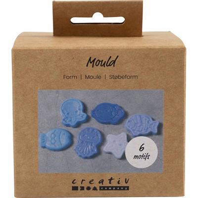 Creativ Company Mallen, oceaanthema, h: 1,2 cm, l: 4-6 cm, 6 stuk/ 1 doos