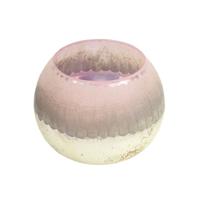 Countryfield theelichthouder katica glas roze/antiek zilverkleurig m 10 cm | 12 stuks