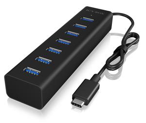 ICY BOX IB-HUB1700-C3 USB-C (USB 3.2 Gen 2) multiport hub 7 poorten Zwart