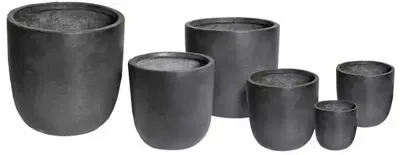 Mega Collections Bloempot Clayfibre Egg Pot Anthracite - Ø32 x H31 cm - Zwart