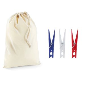 Wasknijperzakje met afsluitkoord en 24x grote wasknijpers