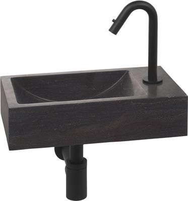 Saqu Nature Collection fonteinset met mat zwarte kraan rechts natuursteen