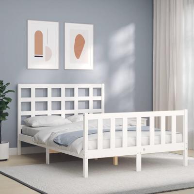 Bedframe zonder matras massief grenenhout wit 120x200 cm