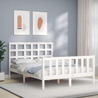 Bedframe zonder matras massief grenenhout wit 120x200 cm