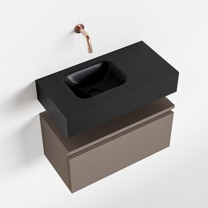 Toiletmeubel Mondiaz Andor | 60 cm | Meubelkleur Smoke | Lex vrijhangend wastafel Urban Links | Zonder kraangat