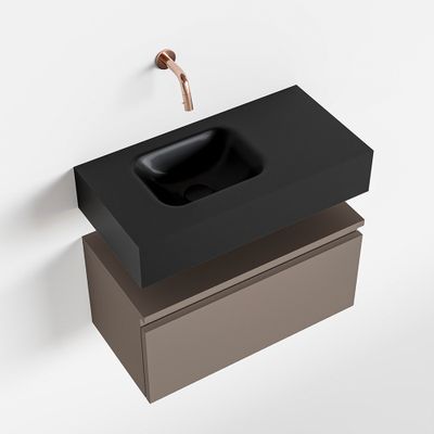 Toiletmeubel Mondiaz Andor | 60 cm | Meubelkleur Smoke | Lex vrijhangend wastafel Urban Links | Zonder kraangat