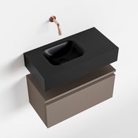 Toiletmeubel Mondiaz Andor | 60 cm | Meubelkleur Smoke | Lex vrijhangend wastafel Urban Links | Zonder kraangat