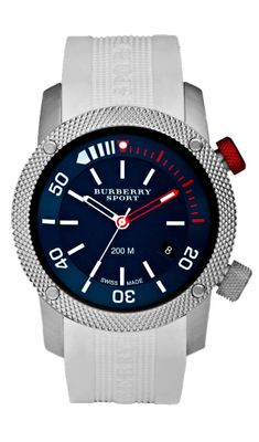 Horlogeband Burberry BU7722 Rubber Wit 24mm