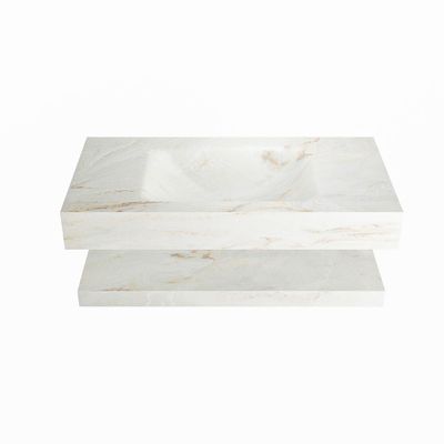 MONDIAZ ALAN-DLUX 90cm planchet Frappe. Vrijhangende wastafel CLOUD midden zonder kraangat, kleur Frappe.