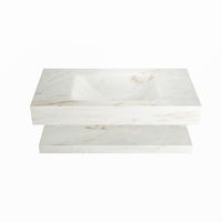 MONDIAZ ALAN-DLUX 90cm planchet Frappe. Vrijhangende wastafel CLOUD midden zonder kraangat, kleur Frappe.