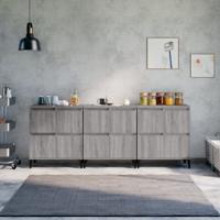 Dressoirs 3 st 60x35x70 cm bewerkt hout grijs sonoma eikenkleur