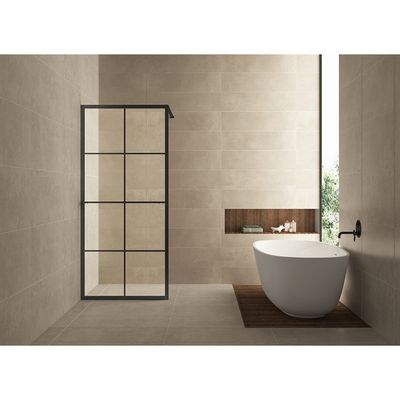 BWS Inloopdouche met Handdoekbeugel 90x200cm 10mm NANO Coating Zwart
