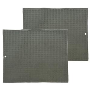 Afwas afdruipmat keuken - 2x - absorberend- microvezel - grijs - 40 x 48 cm