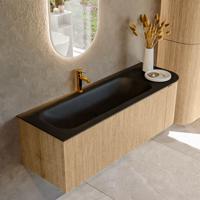 Badmeubel Mondiaz Kurve | 135 cm | Meubelkleur Oak | Wastafelkleur Urban | Links spoelbak | 1 kraangat