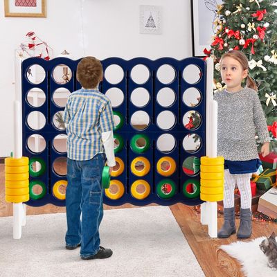 Vier in een Rij Spel Vier in een rij Spel met 42 Jumbo-Ringen en Schuifregelaars om Snel Opnieuw te Starten voor Kinderen en Volwassenen