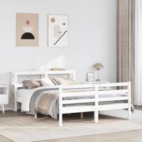 Bedframe zonder matras massief grenenhout wit 140x190 cm