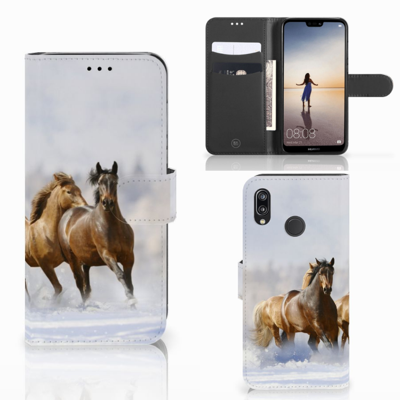 Huawei P20 Lite | Telefoonhoesje | Met pasjeshouder | Paarden