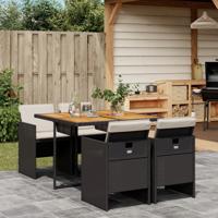5-delige Tuinset met kussens poly rattan zwart 5-delige Tuinset met kussens poly rattan zwart