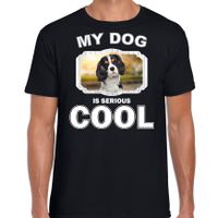 Spaniel honden t-shirt my dog is serious cool zwart voor heren - thumbnail