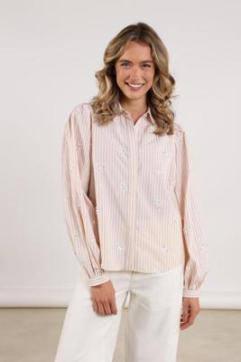 Nukus Jolies Blouse Stripe | Offwhite/Dusty Pink