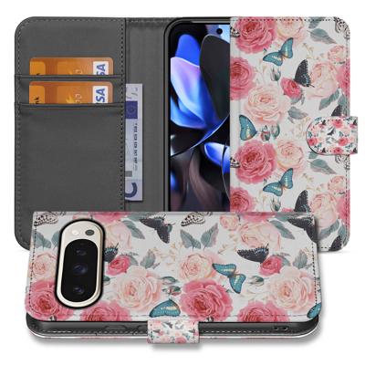 Google Pixel 10 | 10 Pro Telefoonhoesje Butterfly Roses | Portemonnee hoesje